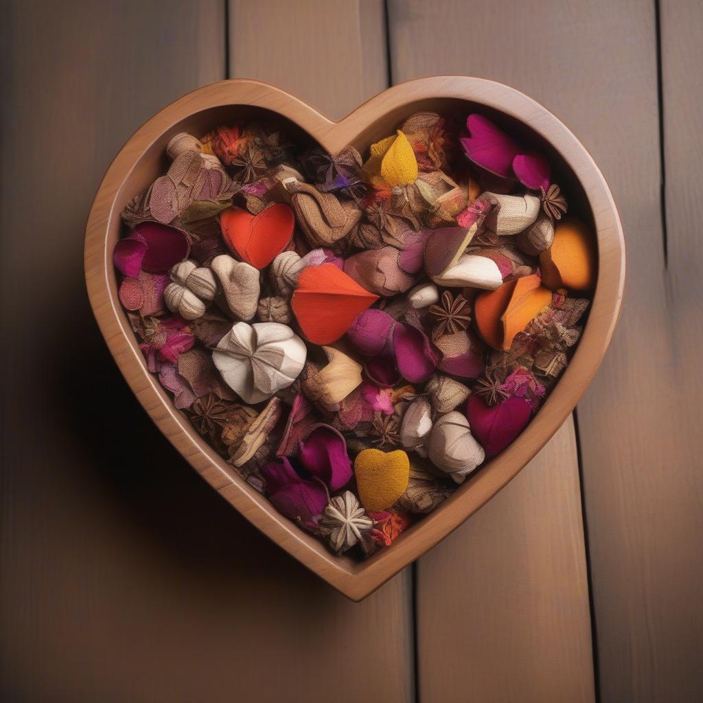 Decorative Wood Heart Bowl Centerpiece